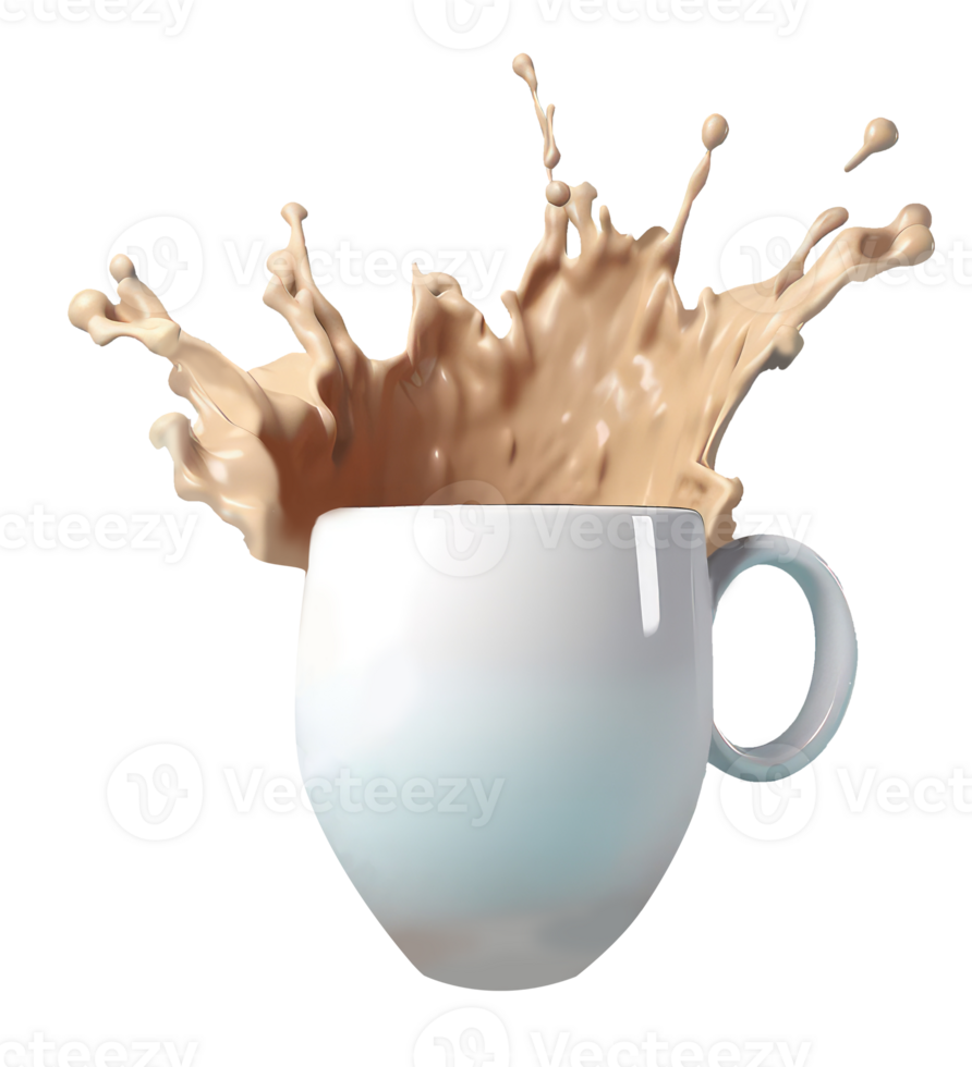 Splashing Tea or Coffee Cup 3D Icon. png