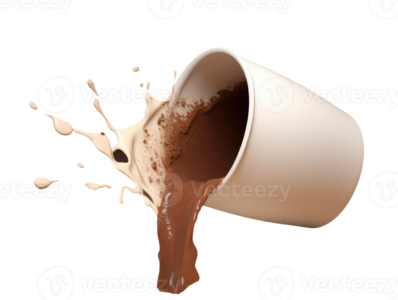 déversé Lait Chocolat ou café de papier tasse 3d icône. png