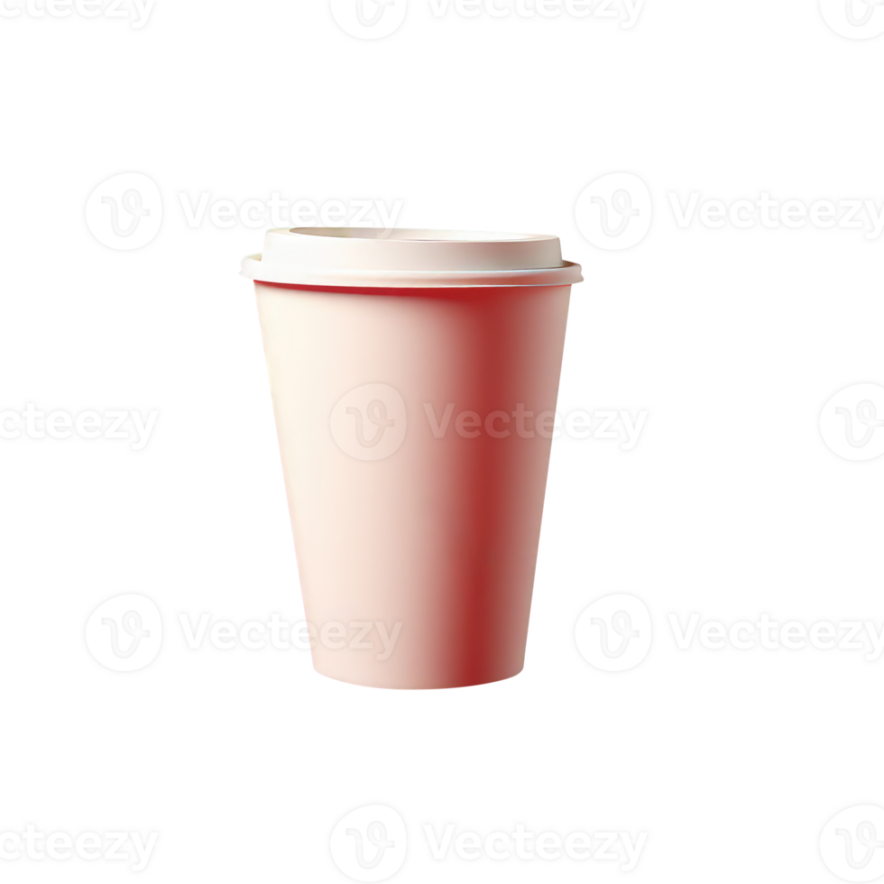Isolated Pink Paper Cup with Lid of Drink 3D Icon on Transparent Background. png