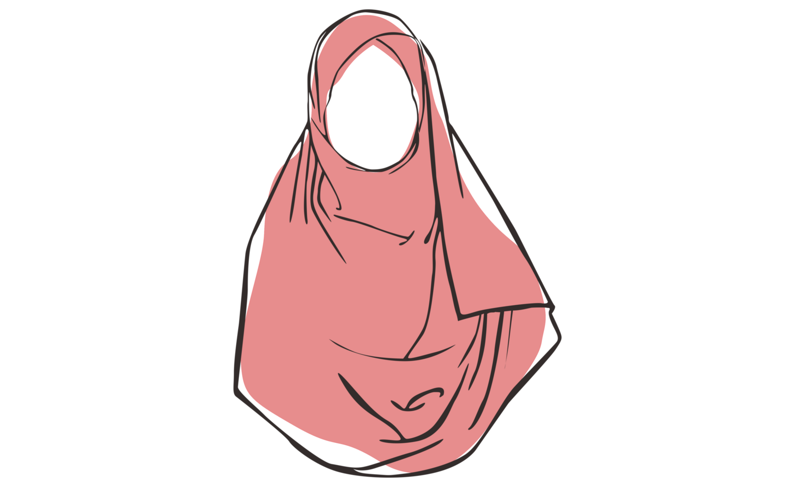 Islamic Women's Hijab Veil Line Art With Transparent Background png