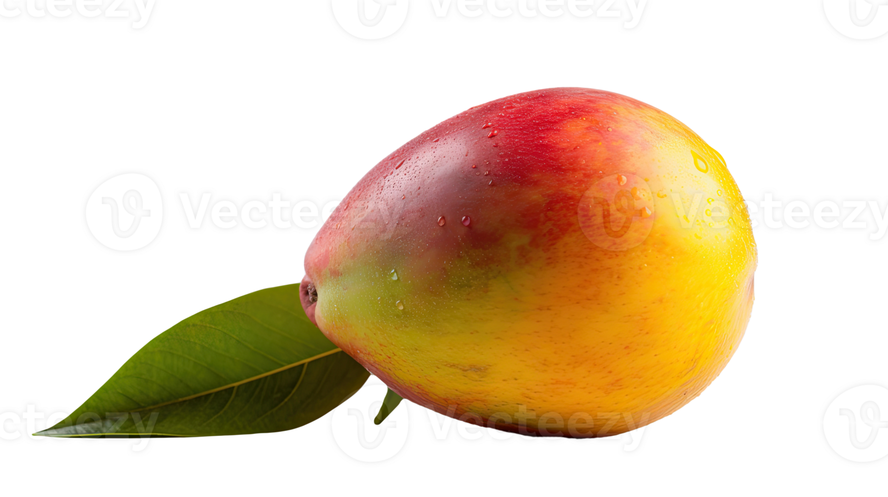 Realistic Ripe Pear with Green Leaf on Background, . png