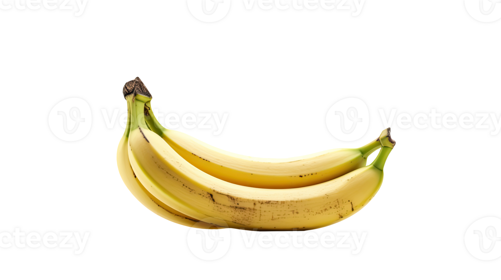 Closeup Yellow Banana Bunch on Transparent Background. Illustration. png