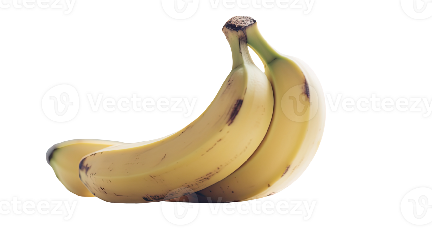 Closeup Yellow Banana Bunch on Transparent Background. Illustration. png
