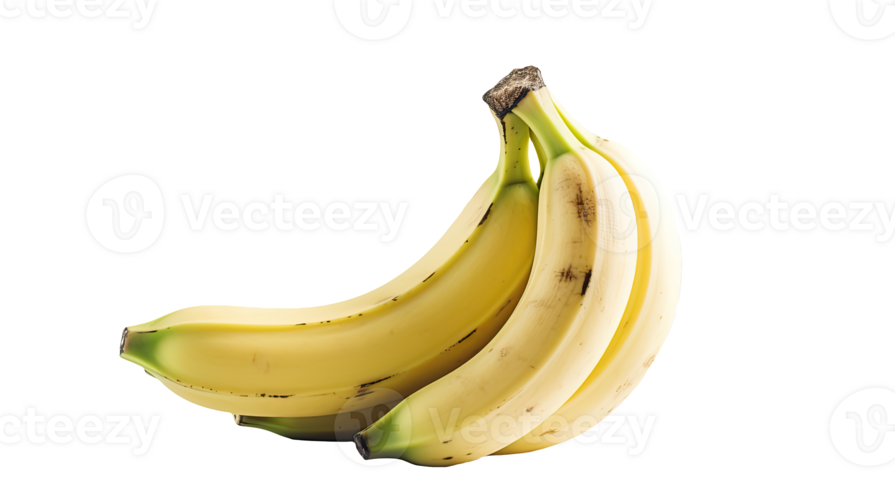 Closeup Yellow Banana Bunch on Transparent Background. Illustration. png