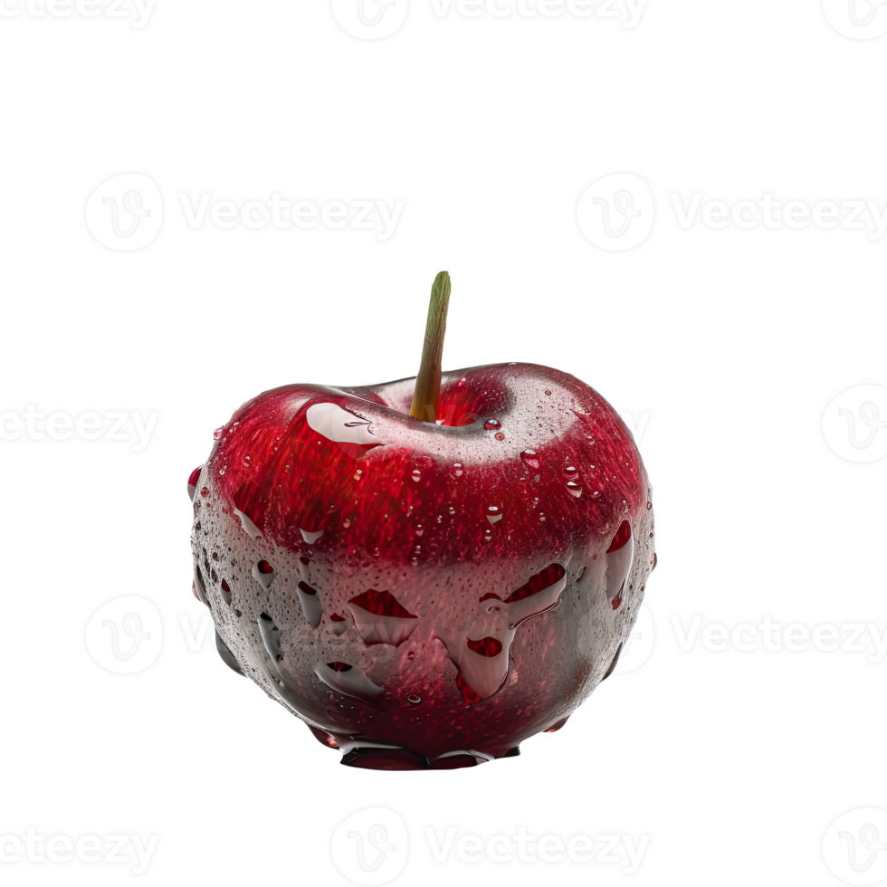 Fresh Red Cherry with Water Drops on Transparent Background. . png