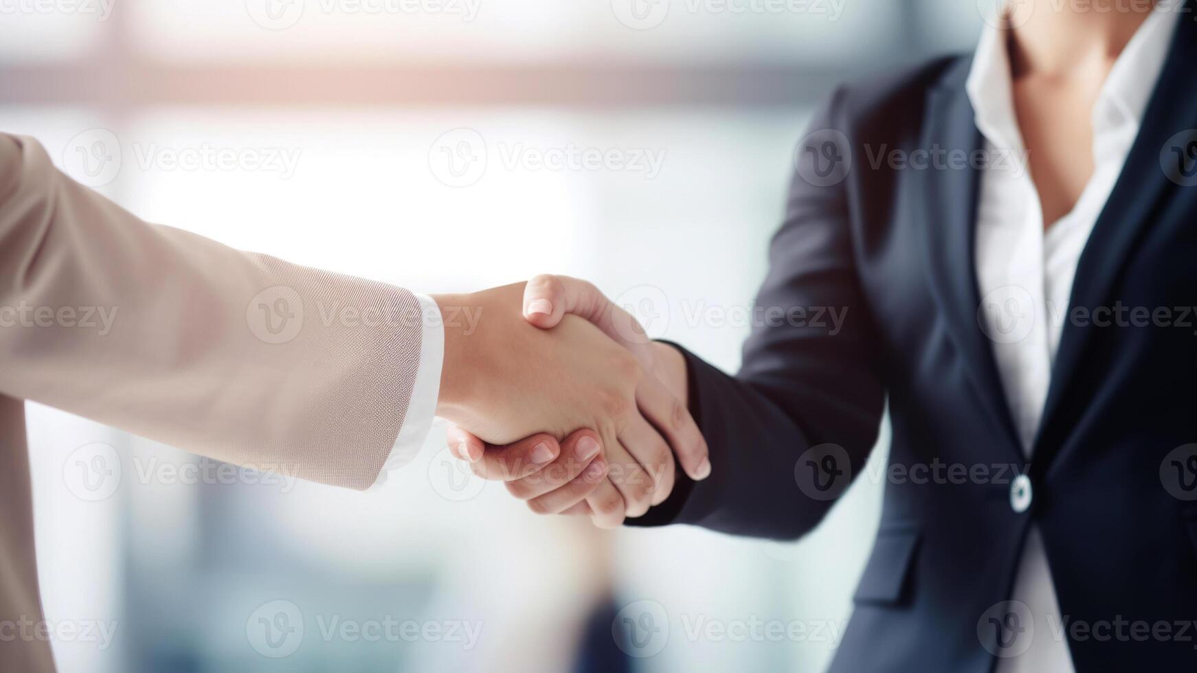 Cropped Image of Business handshake between two women Inside a modern bright office. . photo