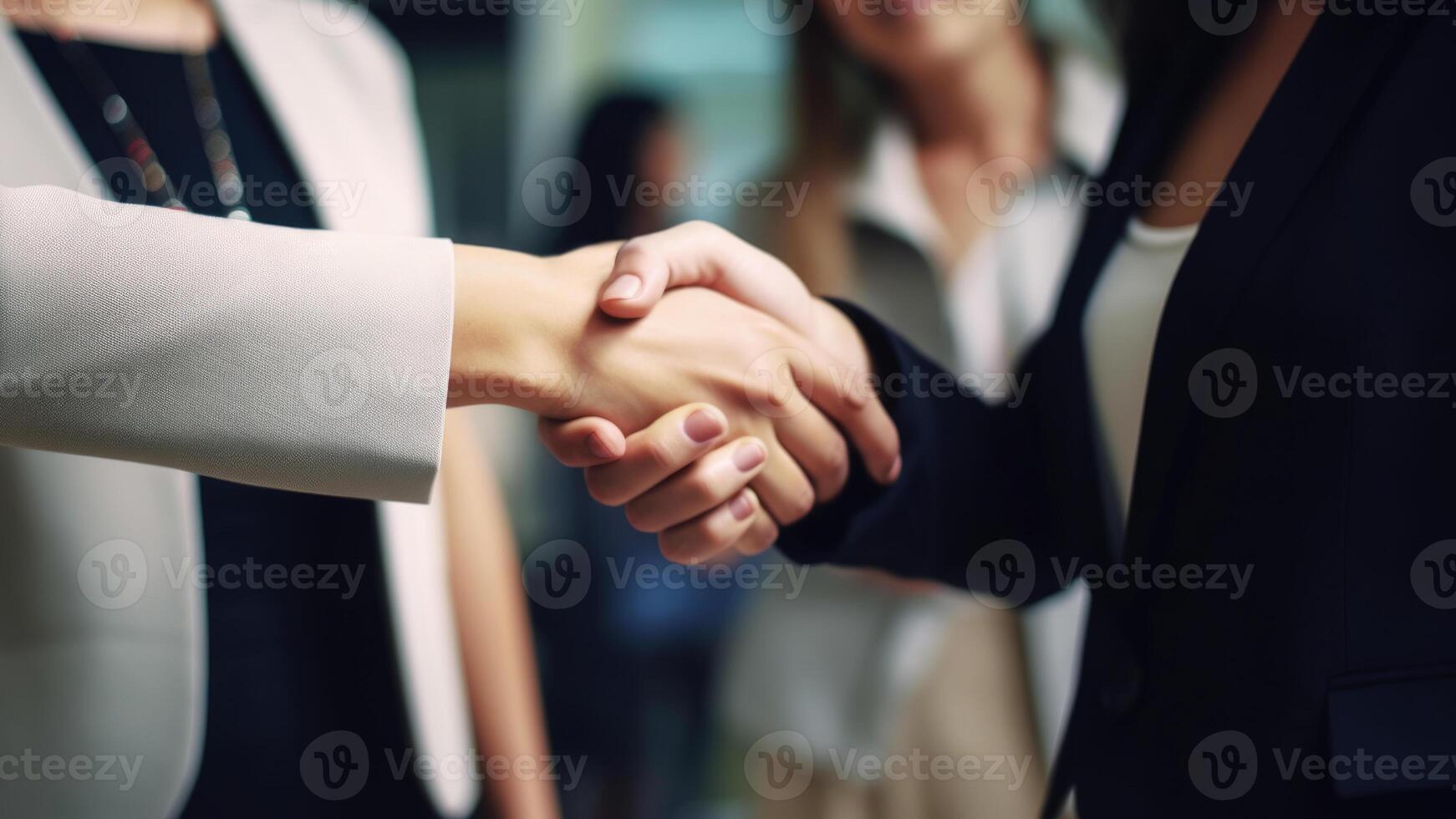 Cropped Image of Business handshake between two women Inside a modern bright office. . photo