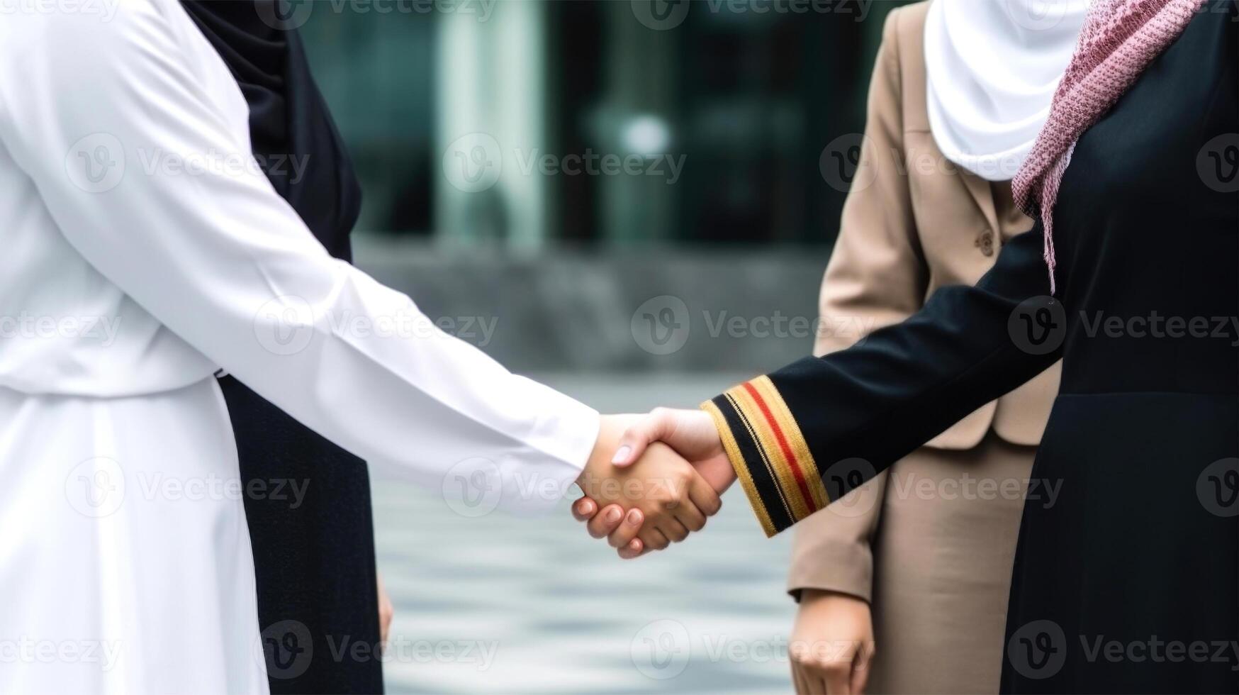 Cropped Image of Business Handshake Between Two Women Inside a Modern Bright Office. . photo