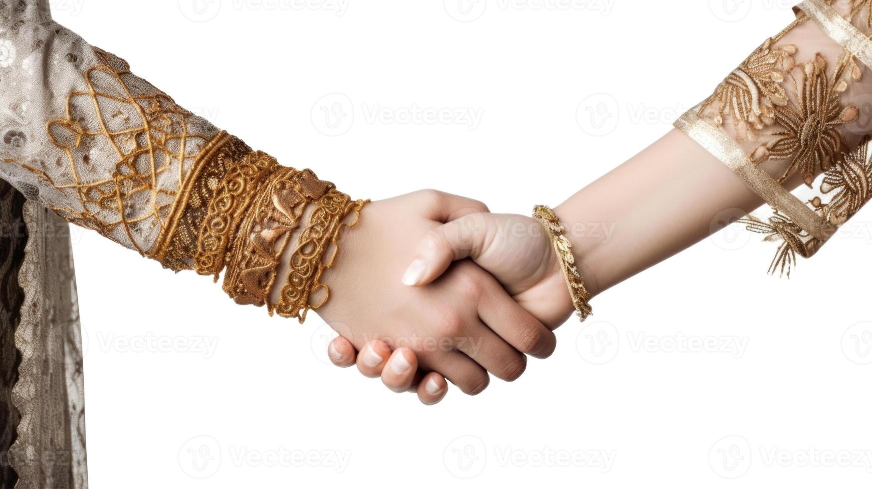 Cropped Image of Friendly or Casual Handshake Between Islamic Girls. . photo