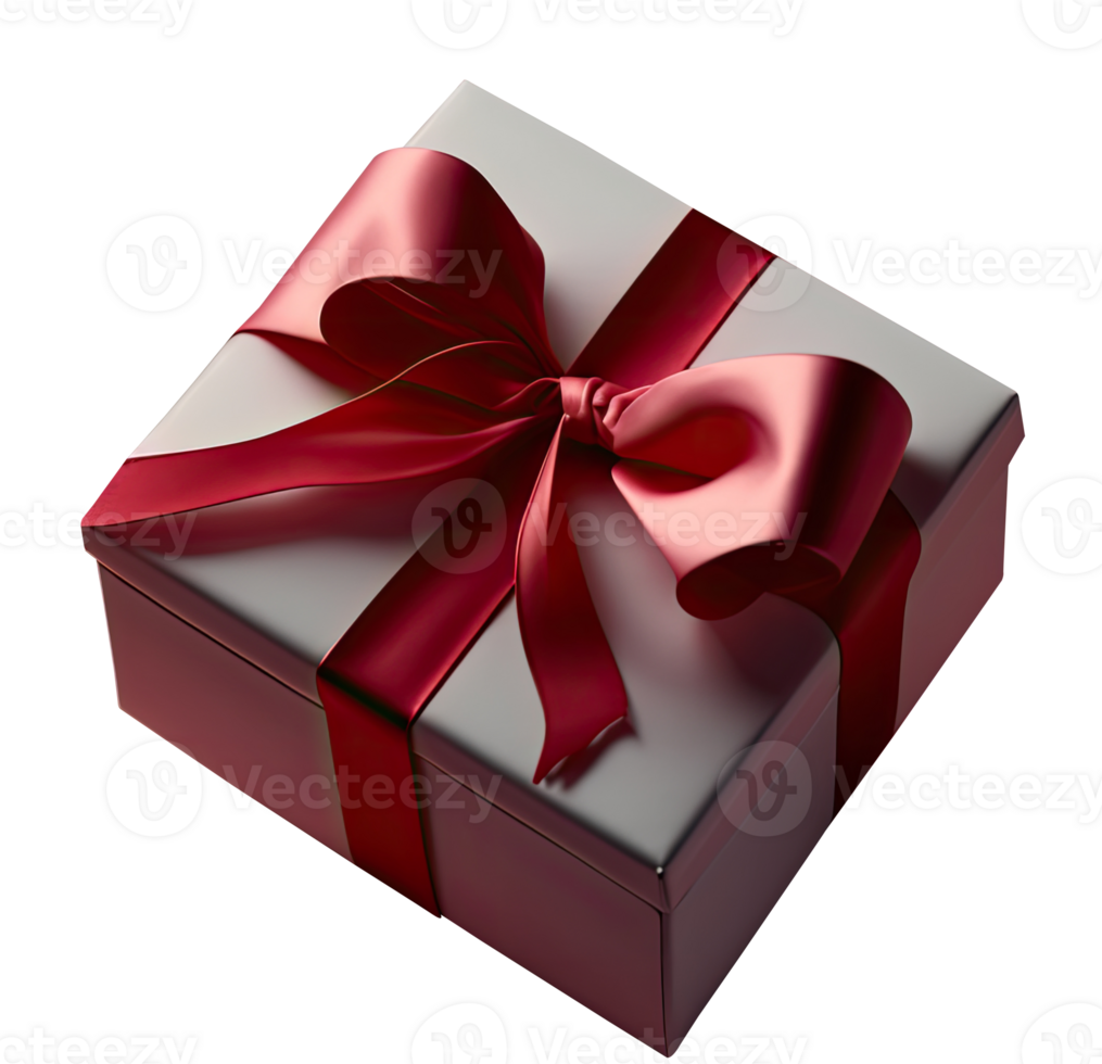 Isolated Shiny Red Gift Box 3D Icon on Transparent Background. . png