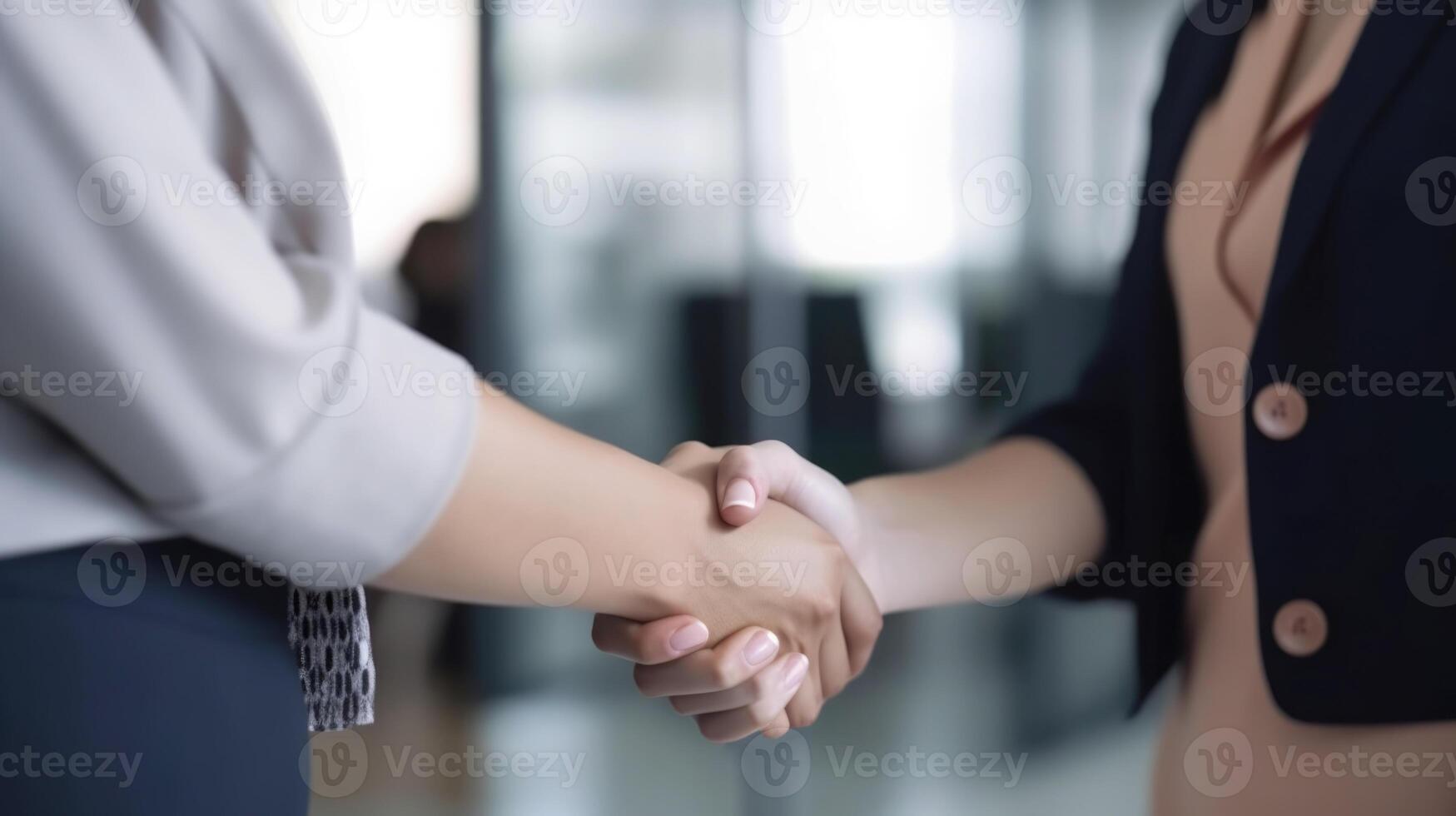 Cropped Image of Business handshake between two women Inside a modern bright office. . photo