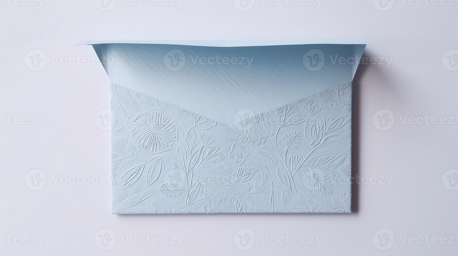 Customized Pastel Blue Floral Embossed Luxury Wedding or Event Card, Envelope Created By . photo