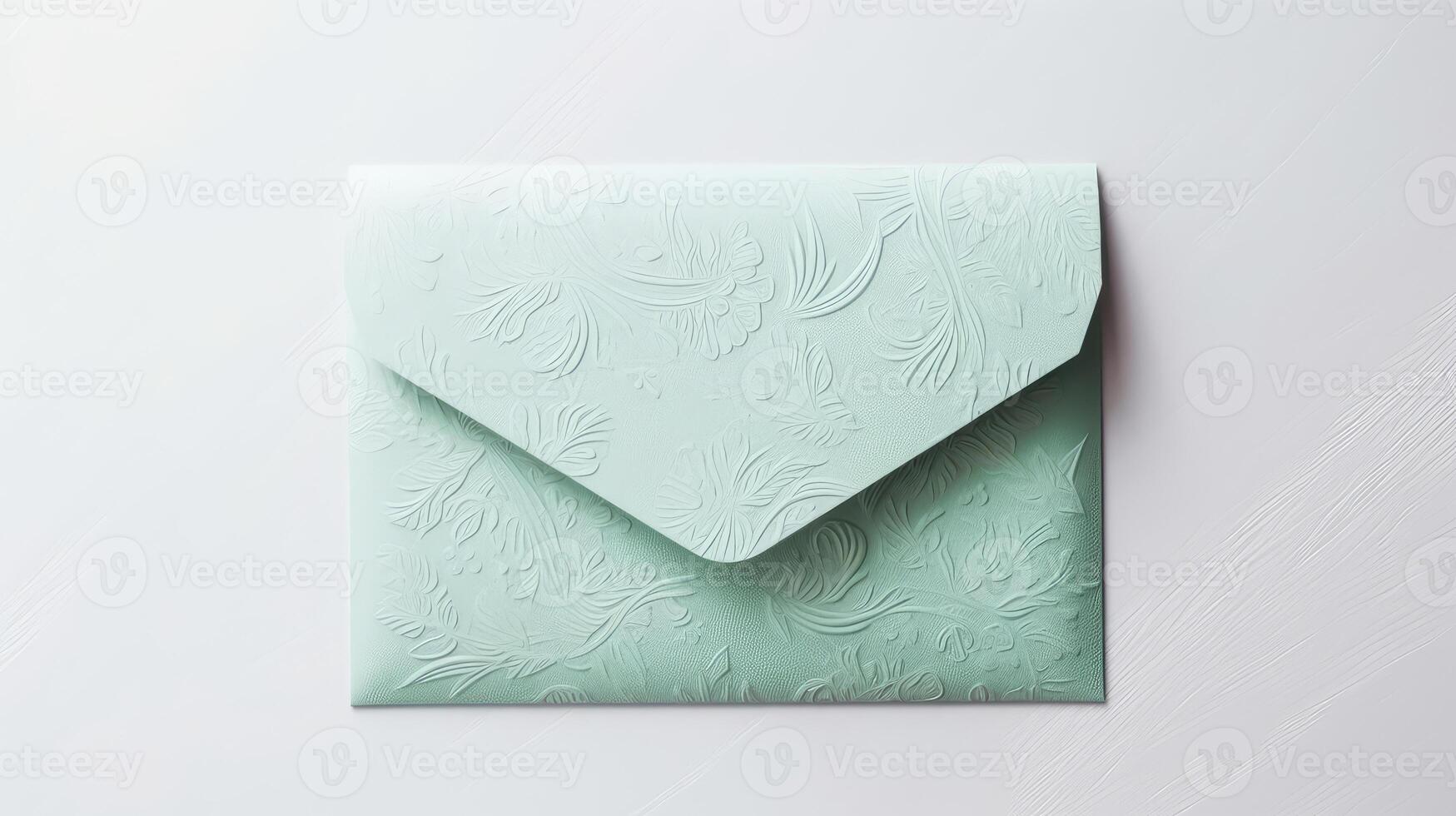 Customized Green Floral Embossed Luxury Wedding or Event Card, Envelope Created By . photo