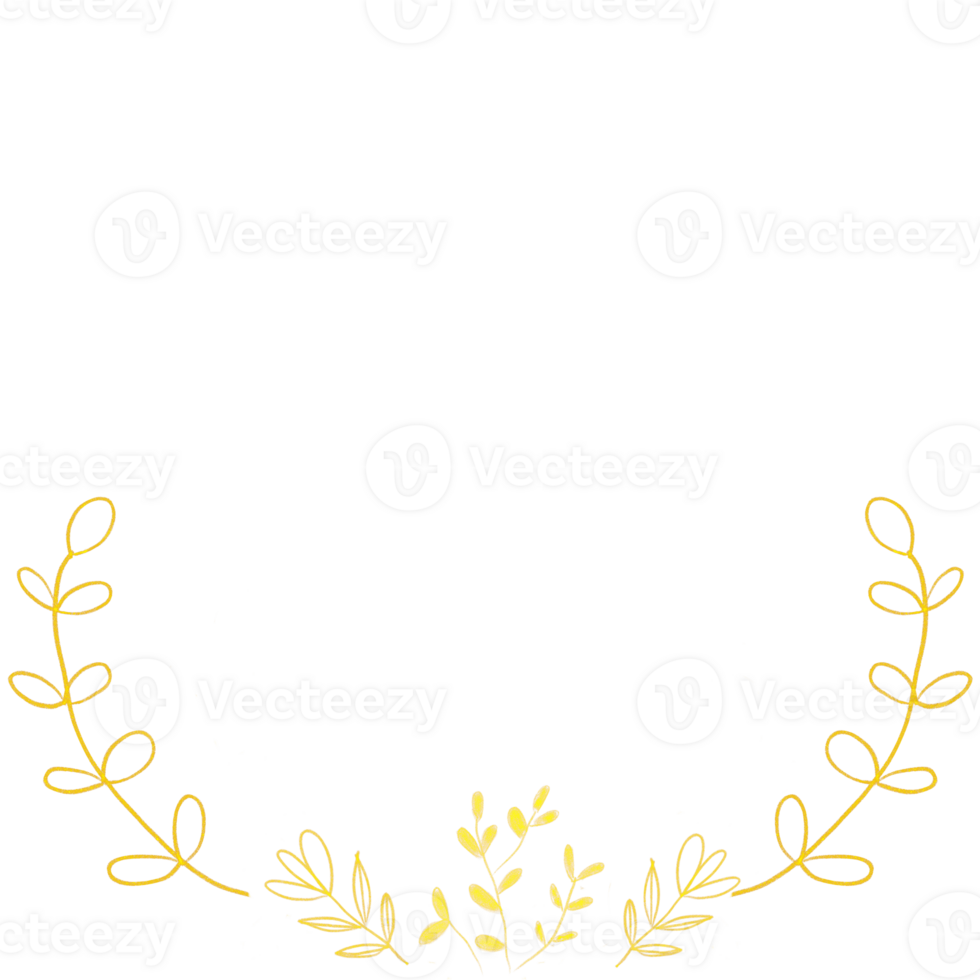 Gold Glitter Leaf Frame Wreath  Design, Holiday Bokeh, Golden Template png