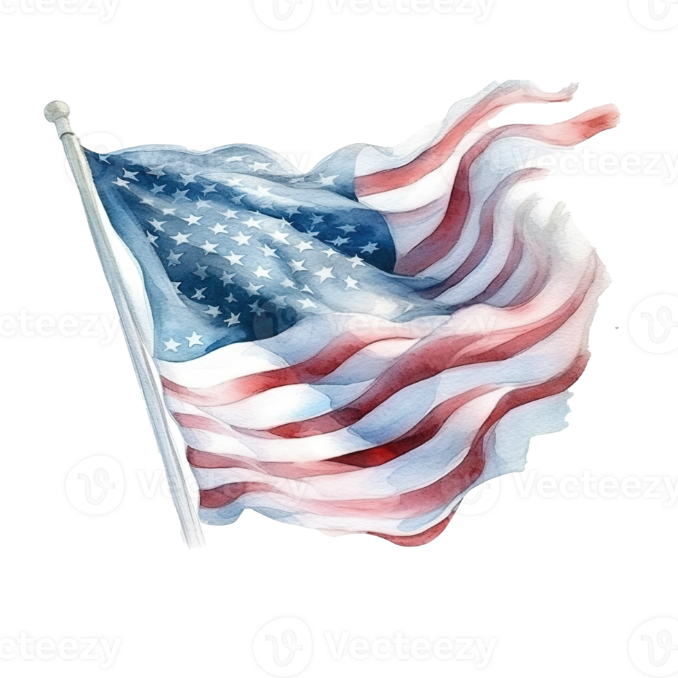 gelukkig 4e van juli Verenigde Staten van Amerika onafhankelijkheid dag Amerikaans nationaal vlag waterverf schilderij en gors, ai generatief png