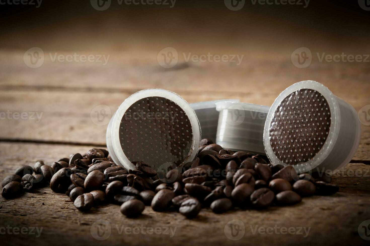 Coffee beans with pods photo