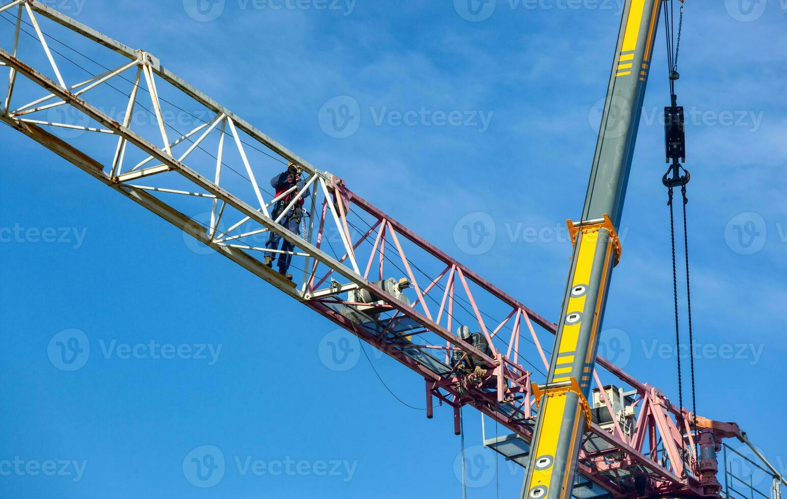 Disassembly of a tower crane photo