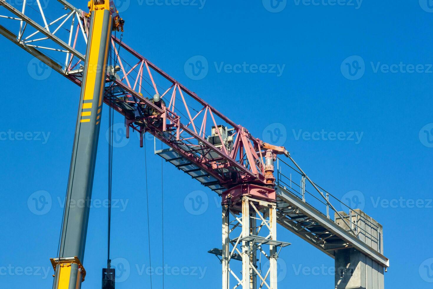 Disassembly of a tower crane photo