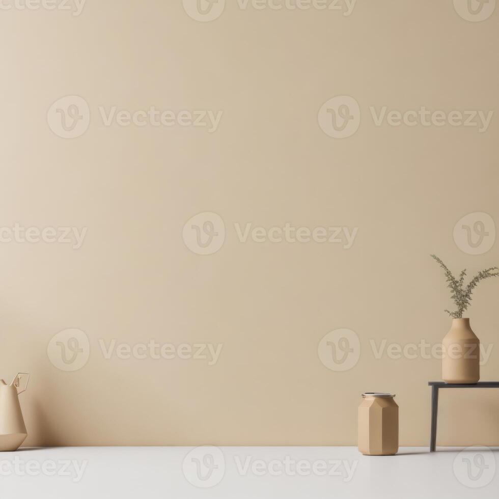 Artistic interior still life. minimal decor concept. Empty beige wall background. photo