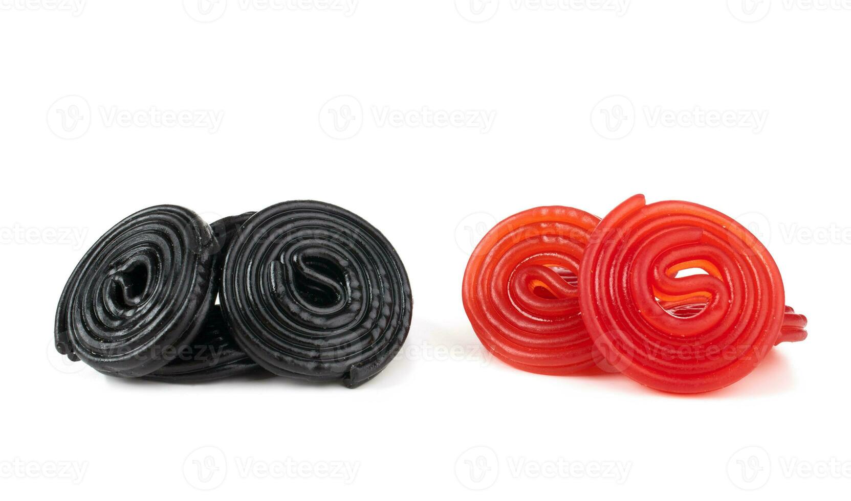 Red and black licorice wheels photo