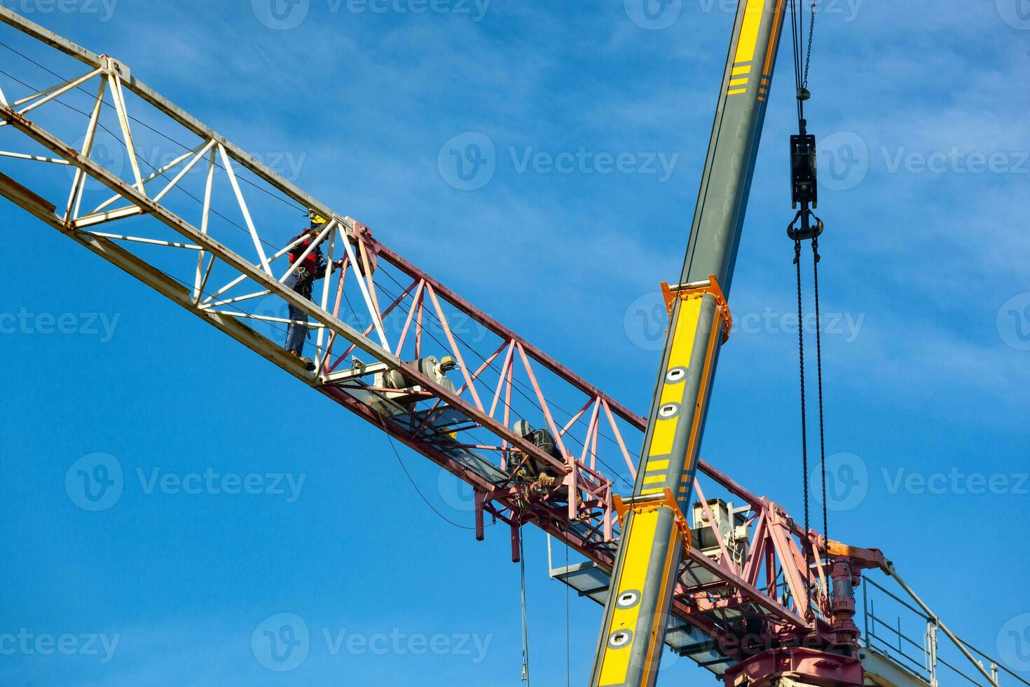 Disassembly of a tower crane photo