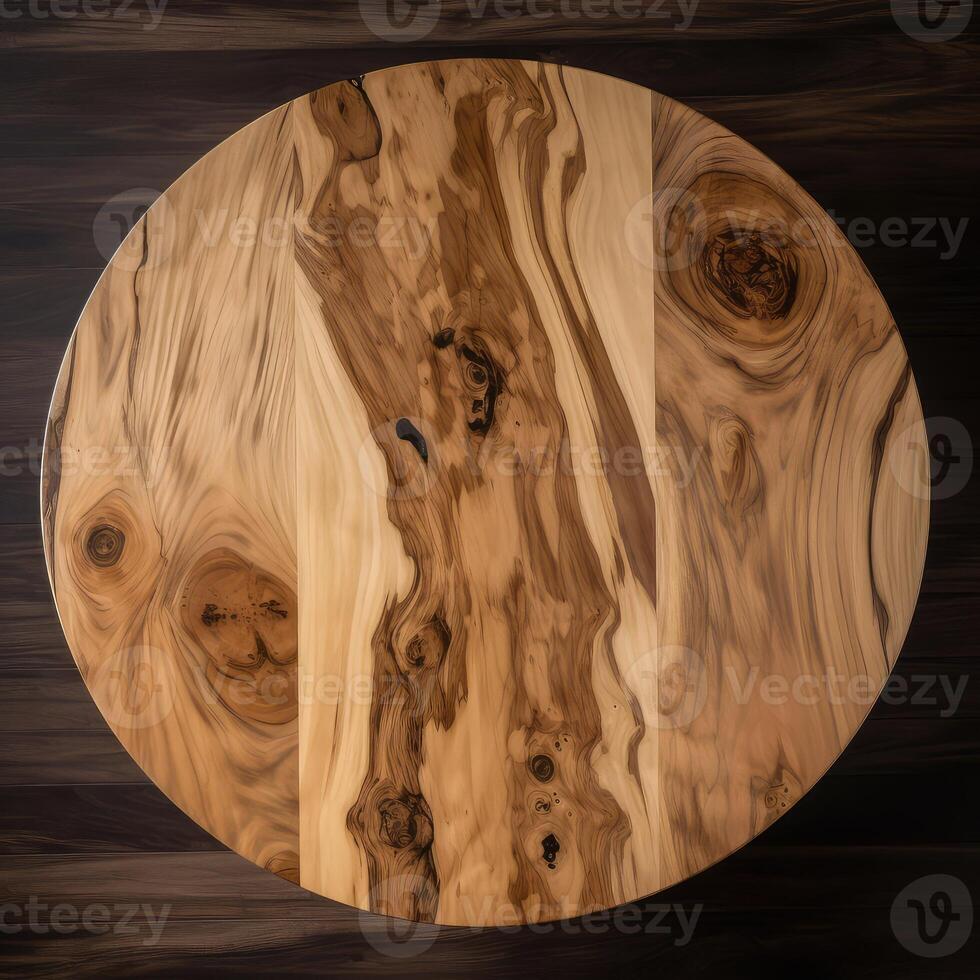 Round Wormy Maple Wood Texture Table Top. . photo