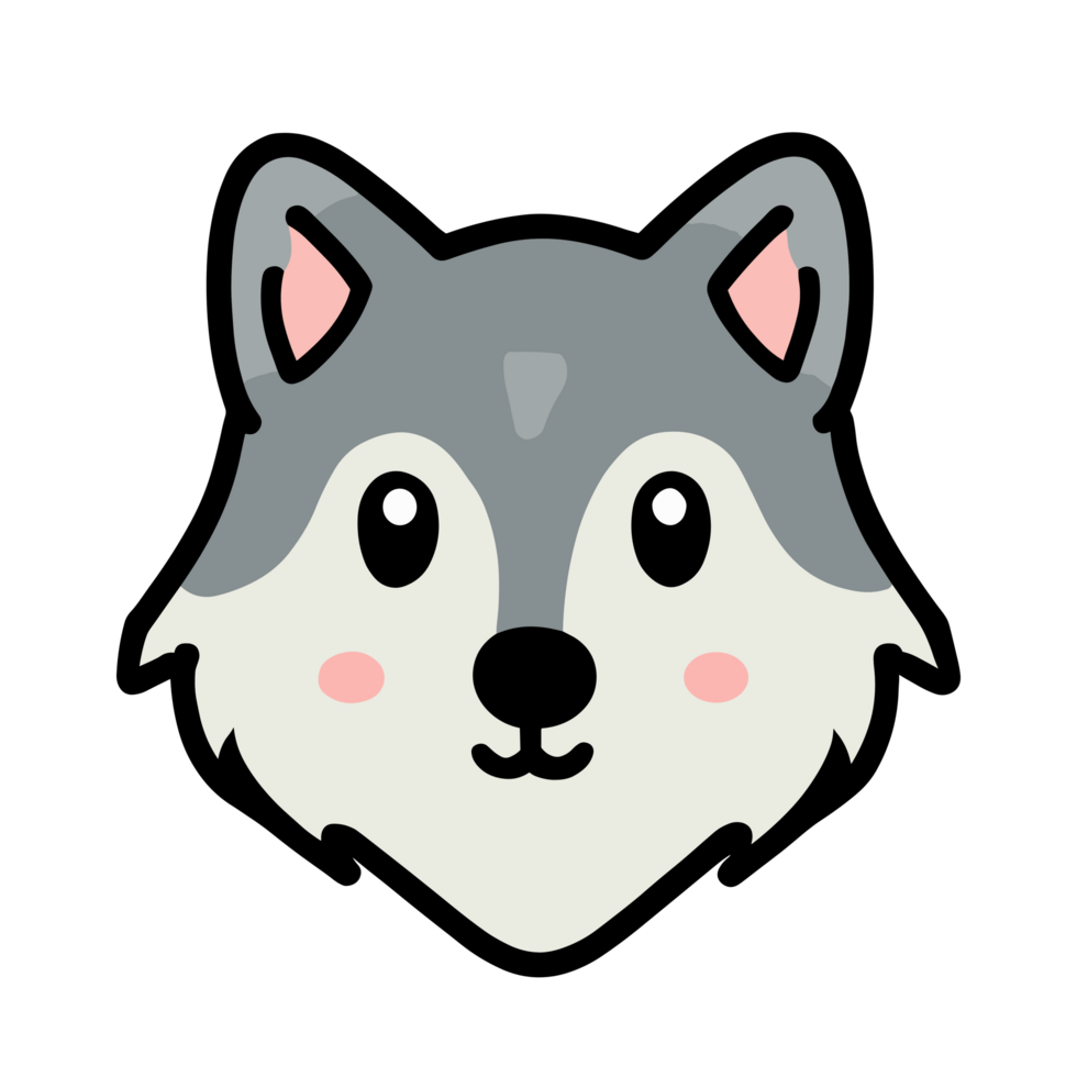 Cartoon wolf face clipart. Free download transparent .PNG