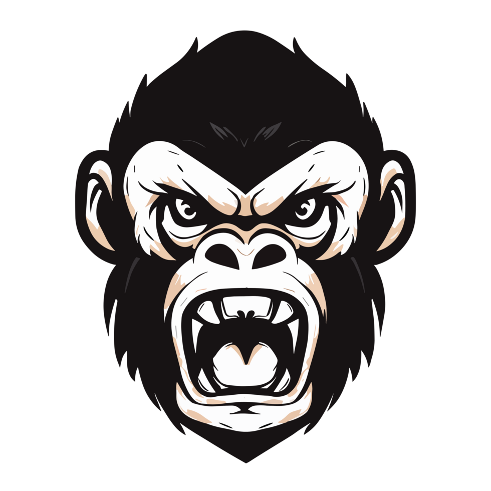 Bravo macaco face Preto e branco ícone clipart transparente fundo png