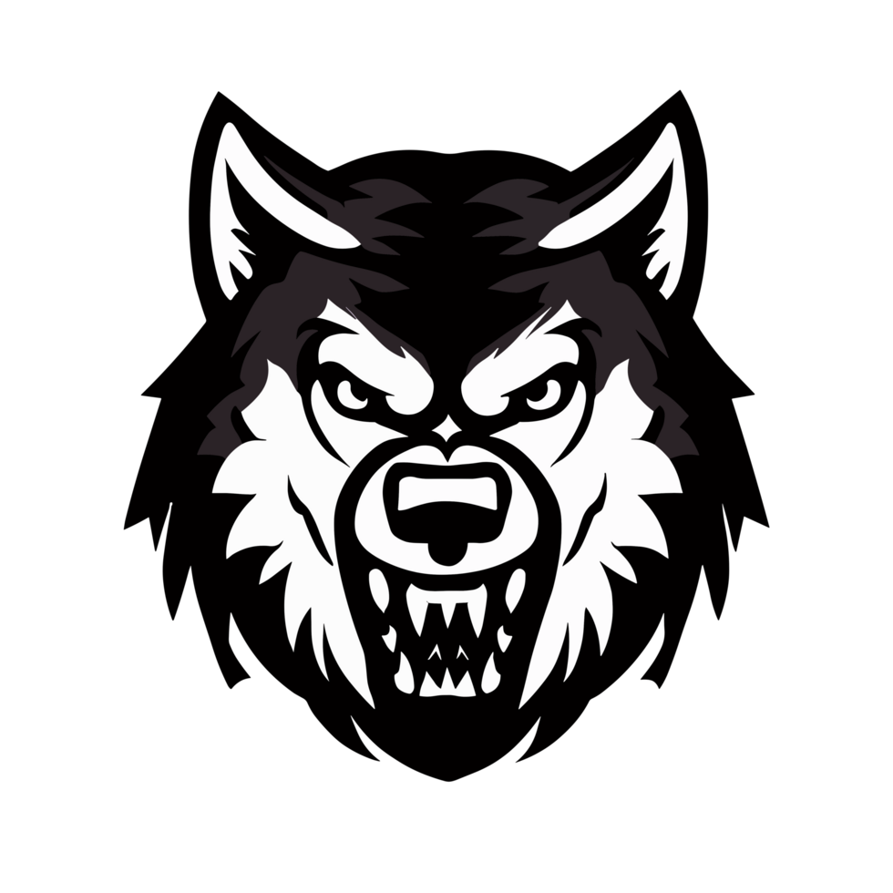 Wolf  black and white icon clipart transparent background png