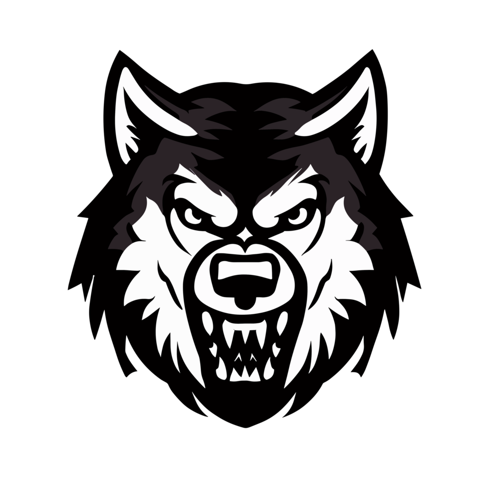 Lobo Preto e branco ícone clipart transparente fundo png