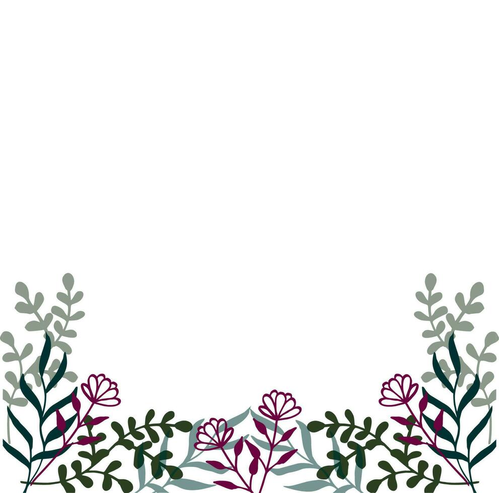 Floral vector border frame leaves and flowers