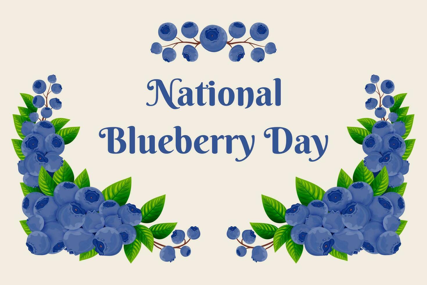 Celebrate National Blueberry Day with this vector illustration of a background filled with blueberry branches, berries, and leaves.