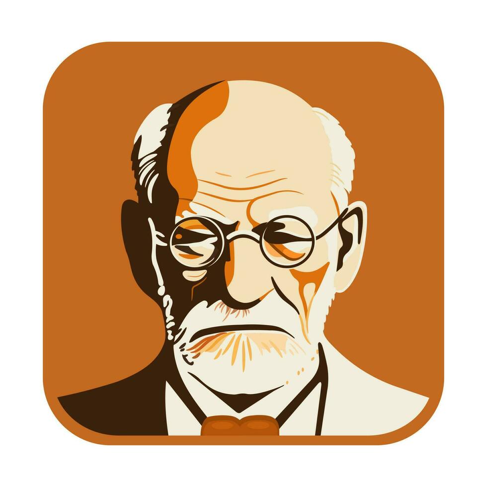 Sigmund Freud - the father of psychoanalysis, portrait. Vector flat illustration on color background