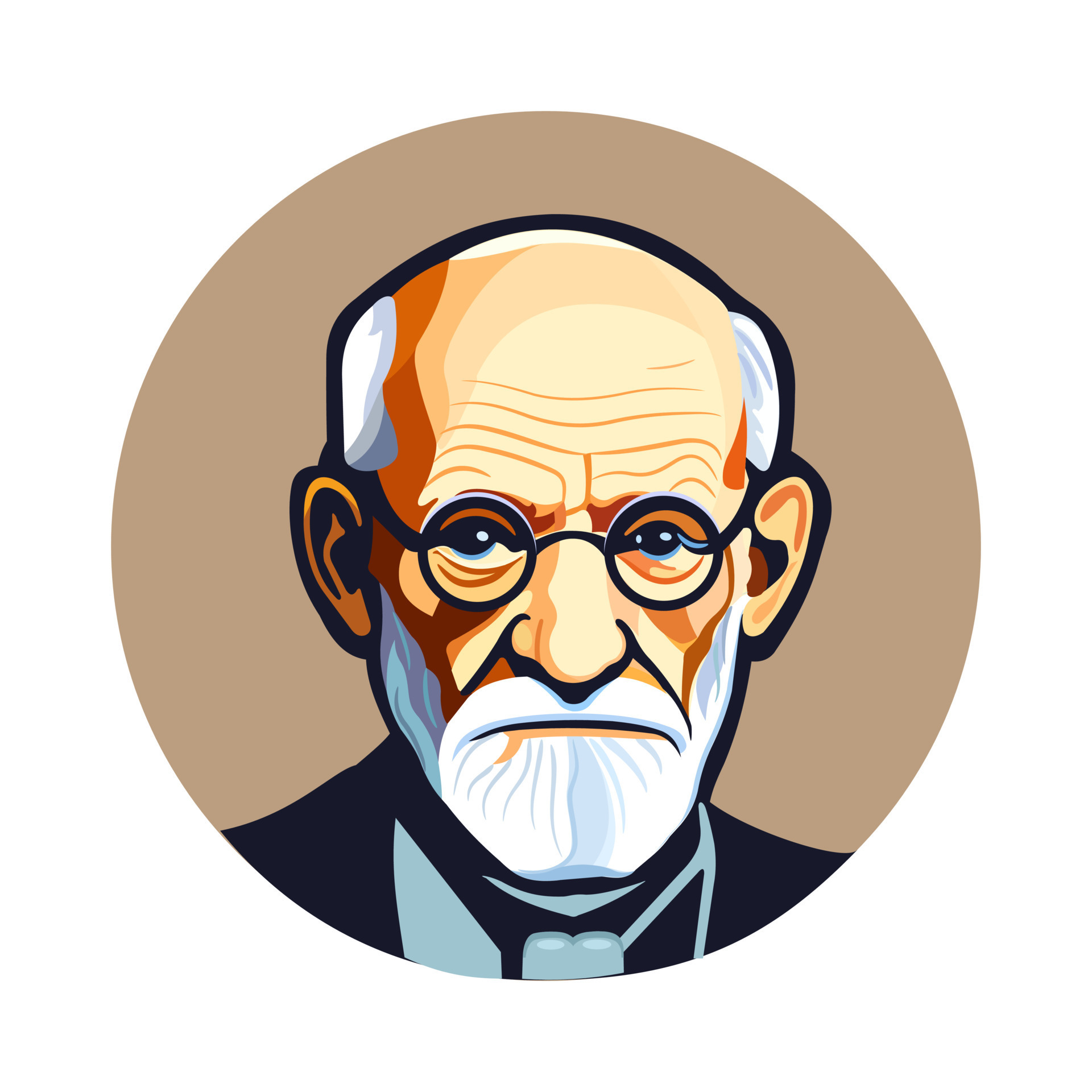 Sigmund Freud - the father of psychoanalysis, portrait. Round format ...