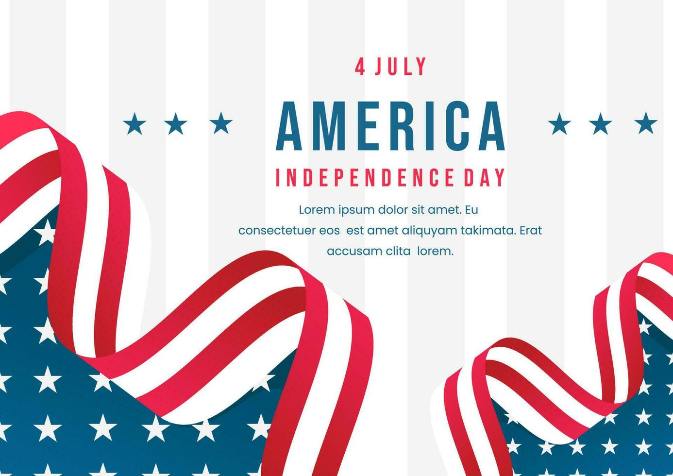 4th of July banner greeting card with text writing Happy Independence Day Vector illustration