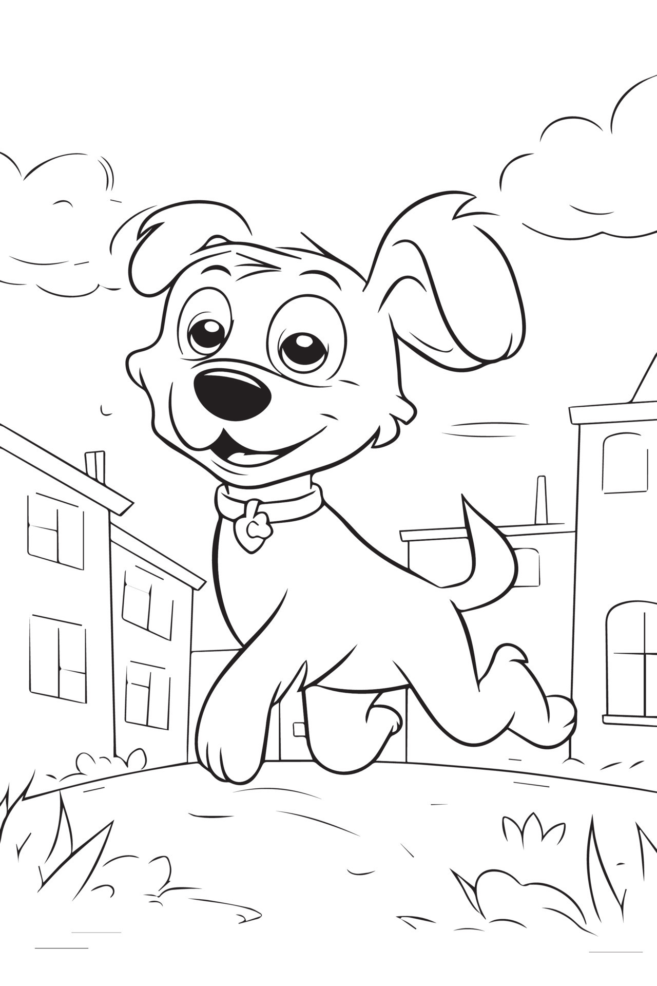 Dog Coloring Page, Dog Character For Coloring Book 24044809 Vector Art ...