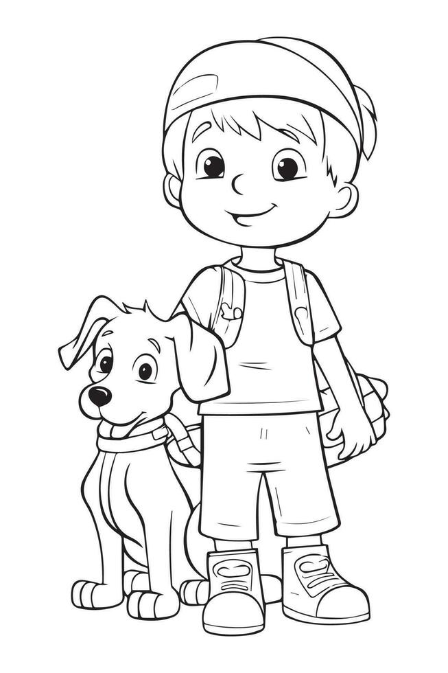 Dog Coloring Page, Dog Character For Coloring Book vector