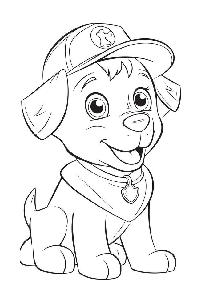 Dog Coloring Page, Dog Character For Coloring Book vector