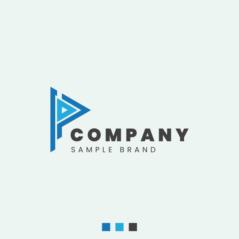 letter P logo design in abstract geometric triangle vector