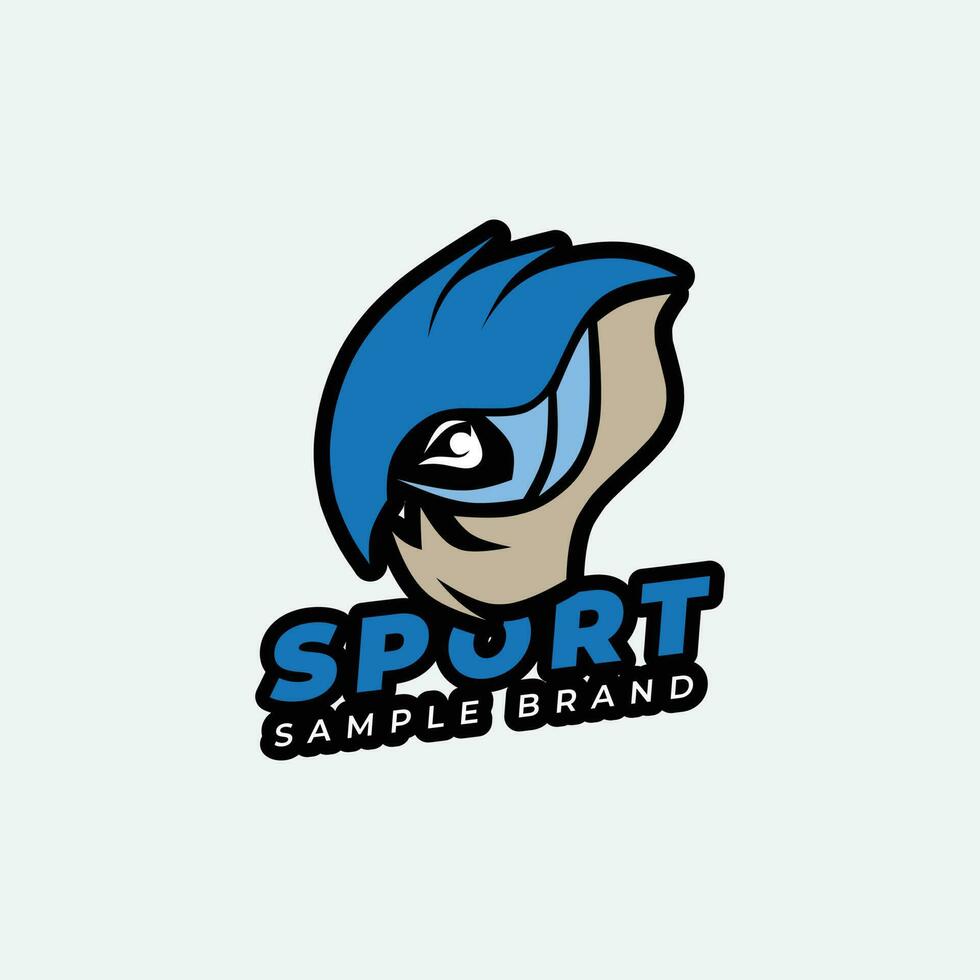 deporte logo diseño en el forma de un azul loro cabeza vector