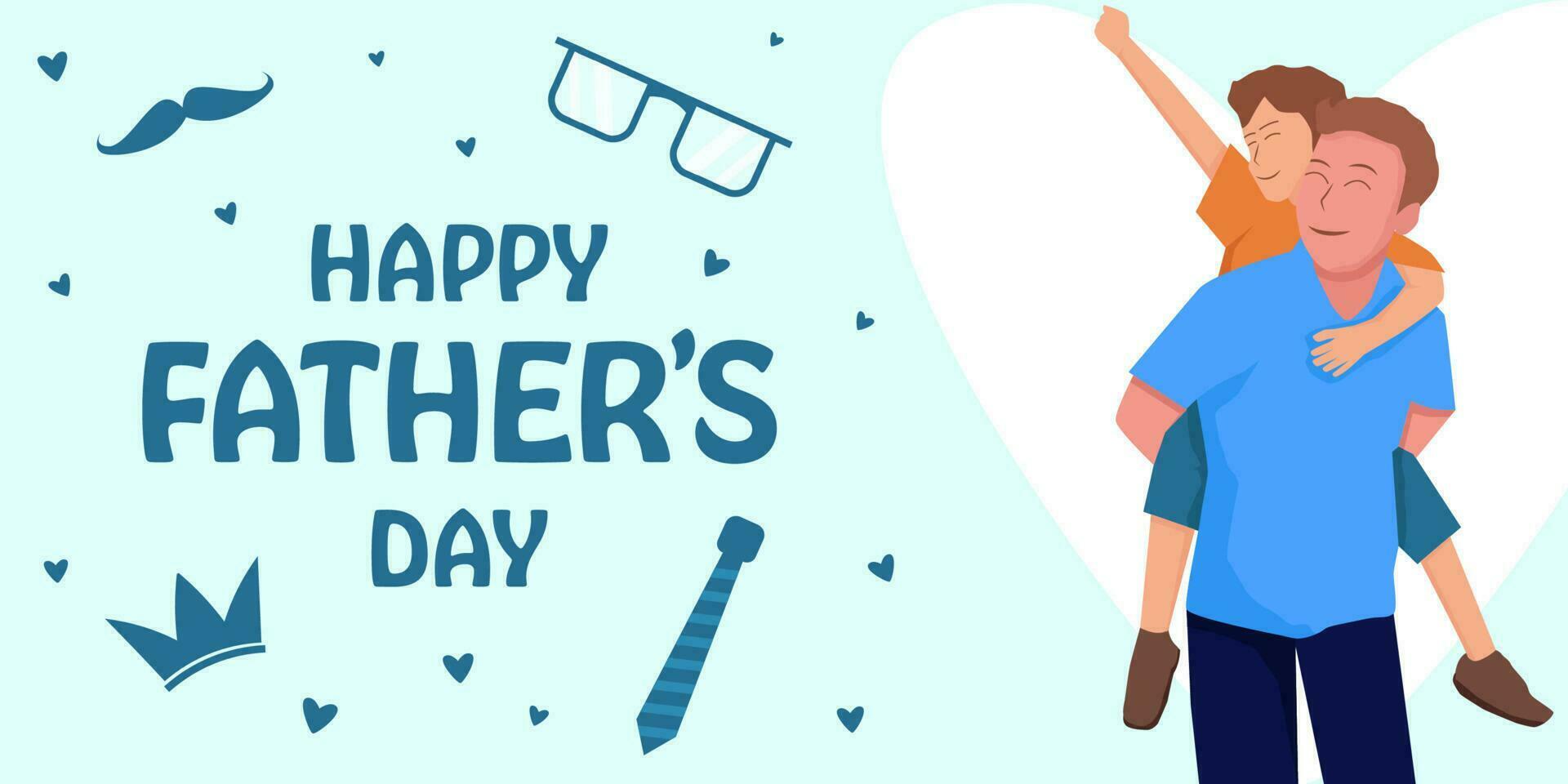 vector horizontal banner happy father's day design illustration with the father carrying the son
