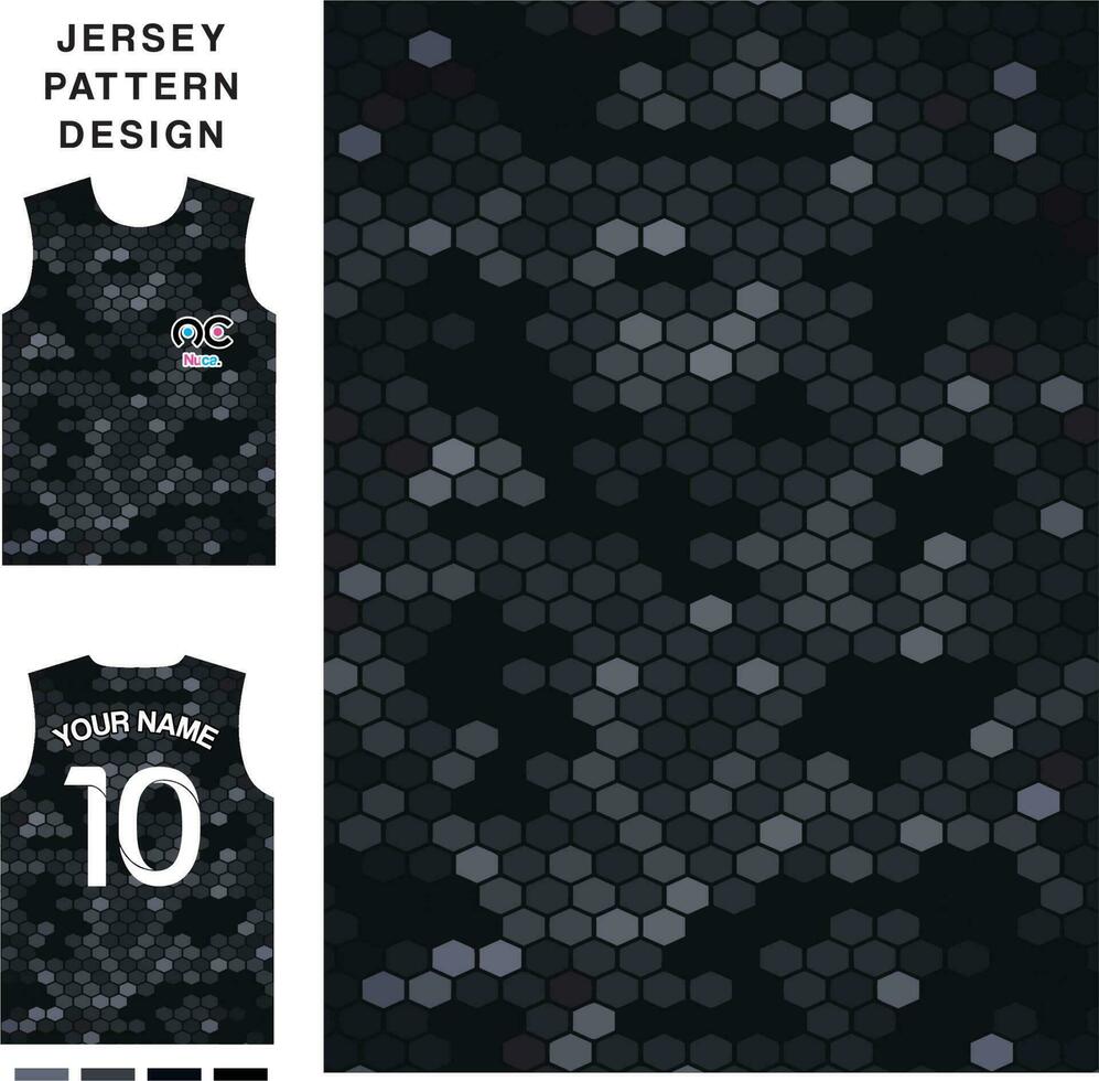 Abstract hexagon concept vector jersey pattern template for printing or sublimation sports uniforms football volleyball basketball e-sports cycling and fishing Free Vector.