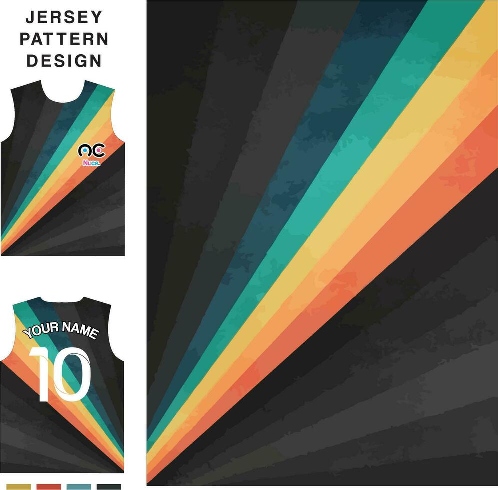 Abstract rainbow concept vector jersey pattern template for printing or sublimation sports uniforms football volleyball basketball e-sports cycling and fishing Free Vector.