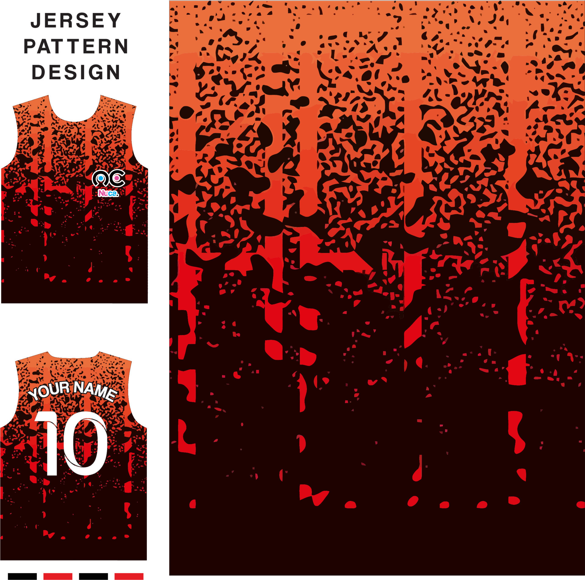 Abstract grunge red black concept vector jersey pattern template for