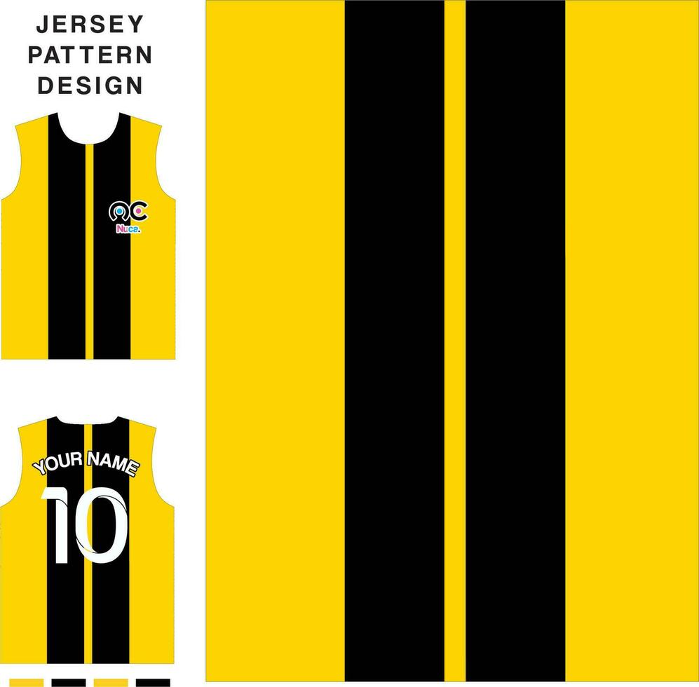 stripe line vertical yellow and black concept vector jersey pattern template for printing or sublimation sports uniforms football volleyball basketball e-sports cycling and fishing Free Vector.