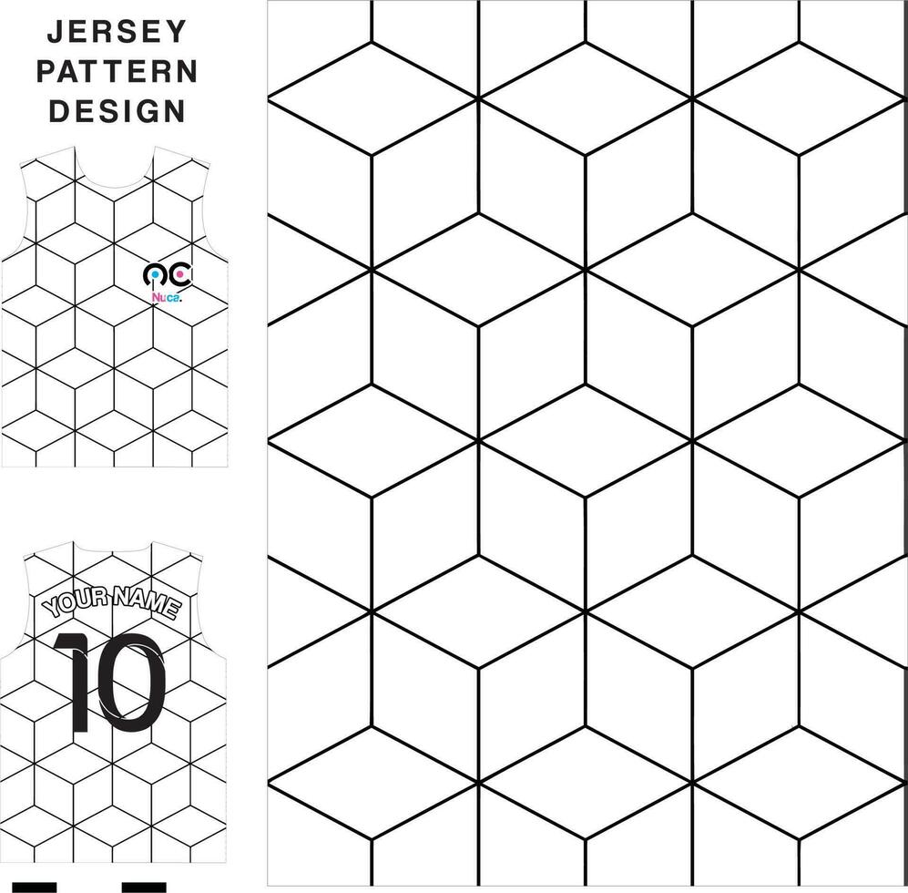 Square geometric concept vector jersey pattern template for printing or sublimation sports uniforms football volleyball basketball e-sports cycling and fishing Free Vector.