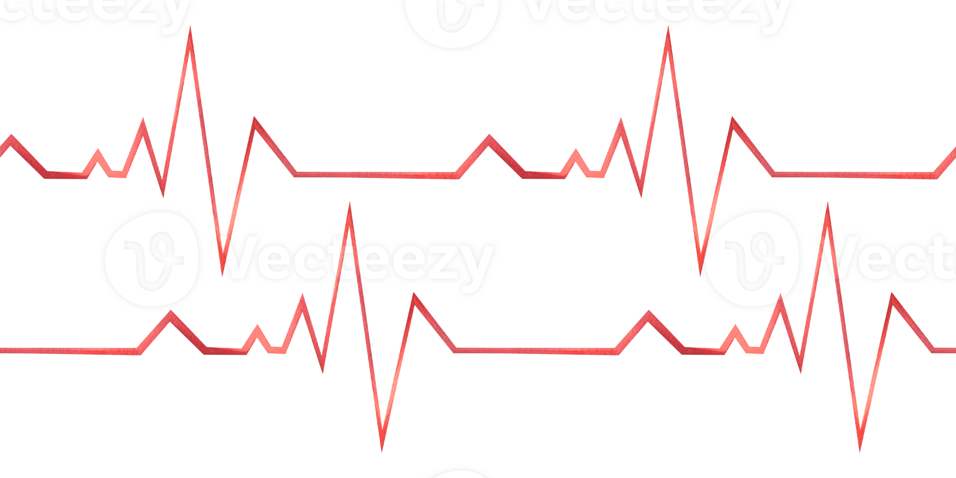 Red heartbeat graph, cardiogram. Watercolor illustration. Seamless board from the VETERINARY collection. For decoration and design, composition png