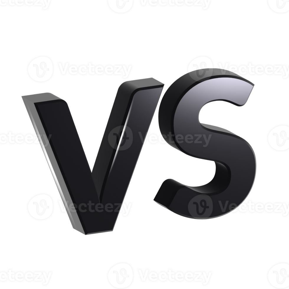 black versus vs 3d letters png