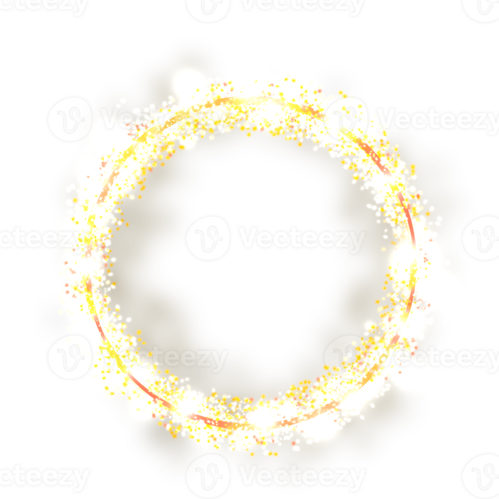 circle golden glitter frame png