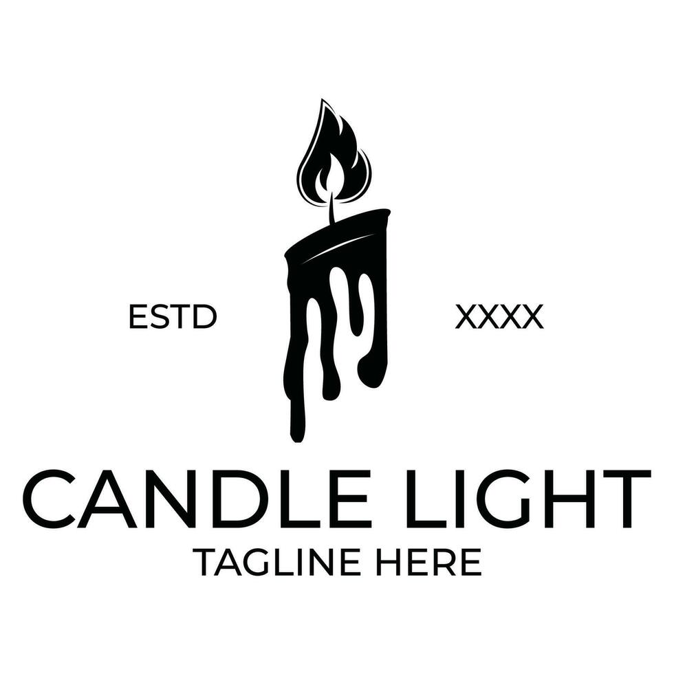 Candle light vintage logo illustration vector